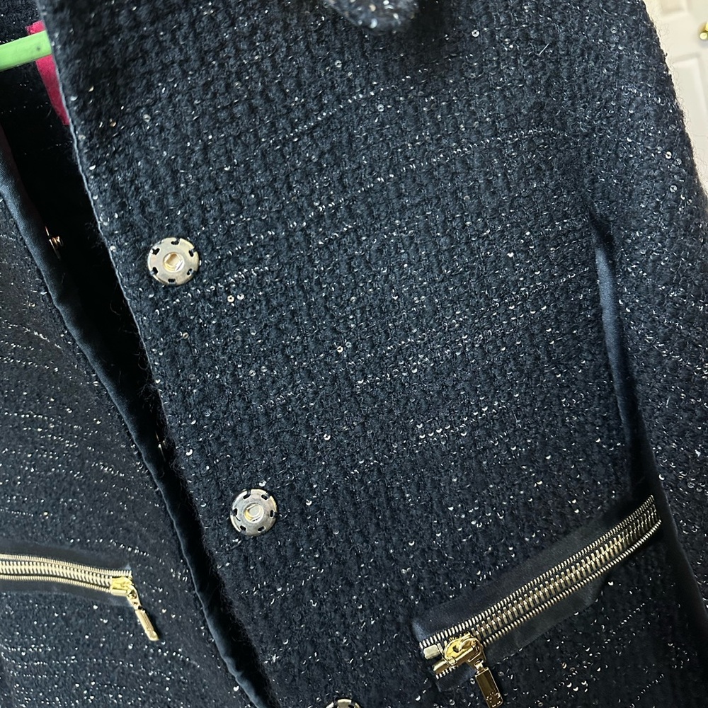 Moncler Gamme Rouge Limited Edition Sequin Statement Coat – Size 0 Black & Gold✨ - Picture 9 of 9